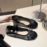 MQTIME  -  Spring New Bow Ballet Flat Shoes Female Temperament Mary Jane Ballerina Shallow Mouth Single Shoes  Luxury Shoes