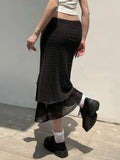 MQTIME  -  Elegant High Waist Pleated Midi Skirt with Floral Print for Women Stylish A-Line Knee Length Skirt for Summer