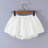 MQTIME  -  Fashion Elastic Low Waist Ruffles Swing Mini Skirts With Bud Shorts Underwear Lining Lace Cuff Skater Skirts Blue White Black
