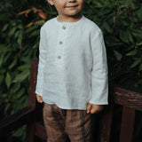  MQTIME  -  Casual Daily Cotton And Linen Children's Shirt Autumn New Retro Mori Buttons Long-Sleeved Shirts Boys And Girls Clothing