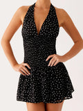 MQTIME  -  Elegant V-Neck Maxi Dress with Floral Print and Ruffled Hemline Women s Summer Boho Chic Sleeveless Dress