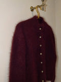 MQTIME  -  Women's Casual Fuzzy Knit Cardigan Sweater Crew Neck Long Sleeve Button Front Cropped Mohair Soft Warm Winter Outerwear