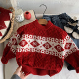 MQTIME  -  Kids Baby Boys Sweater New Winter Chinese Style Thicken Warm Toddler Boys Knitwear Round Neck Infant Boys Pullovers