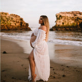 MQTIME  -  Bohemian Photoshoot Pregnancy DressOne Shoulder Pleated Chiffon Elegant Two Piece Dress Set Maternity Dresses for Baby Showers