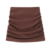 MQTIME  -  Women's Mini Dress Two Piece Set O-neck Short Puff Cropped Top High Waist Hip Package Pleated Female Sets Elegant Lady Outfits