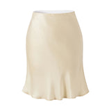 MQTIME  -  5 Colors Summer Elastic High Waist Bright Satin Skirt Women Feels Smooth A-line Short Skirts Femme Bottom Army Green Black Brown