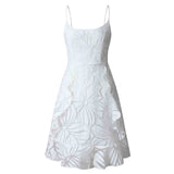 MQTIME  -  Summer New Women White Floral Jacquard Dress Suspender Backless Tunic Mini Dresses Sexy Clubwear Party Bodycon Female Vestido