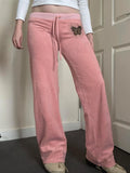  MQTIME  -  Sweet Y2k Low Waist Butterfly Print Rhinestones Slim All Match Casual Straight Pants