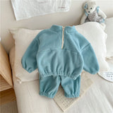 MQTIME  -  Kids Fleece Warm Set Winter Plus Velvet Outfits Long Sleeved Pullover Tops+Pants 2Pcs Autumn Children's Casual Clothing Suits
