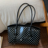  MQTIME  -  PU Leather Polka Dot Shoulder Bag Versatile Handbag Large Capacity with Pendant for Women Ladies Work Shopping Travel Daily Use