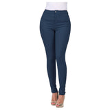 MQTIME  -  Classic Basic Multicolor Elastic Slim Fit Denim Jeans for Women High Waist Commute Style Water Washed Other Material 100%