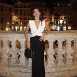  MQTIME  -  Women's New Fashion Strap Dress, Women's Slimming Splicing Long Dress, Evening Dress