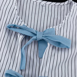 MQTIME  -  Women's Casual Striped 2 Piece-Set Shorts Contrast Bow Lace-Up Cardigan Loose Shorts Daily Party Fashion Female Sets New