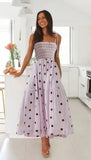 MQTIME  -  Strap Long Dress Summer Wrapped Embroidery Dress A-line Sunflower Design Ruffled Midi Length Vestidos Boho Robes