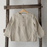  MQTIME  -  Casual Daily Cotton And Linen Children's Shirt Autumn New Retro Mori Buttons Long-Sleeved Shirts Boys And Girls Clothing