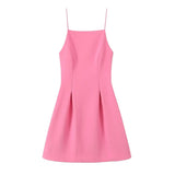 MQTIME  -  Halter Waist Cinched Dress One Neck Pink Pleated Fuffy Short Dresses Slim Fit Suspender Dress Women Strap Party Evening Gown