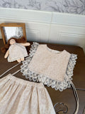 MQTIME  -  New Spring Toddlers Girls Printed Sets Lace Vest Ruffles Skirt Shorts 2pcs Korean Style Baby Kids Cute Outfits