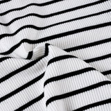 MQTIME  -  Contrast Striped Woollen Short-sleeved Single-breasted Cardigan Polo Neck Commuter Knit Top for Women