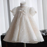 MQTIME  -  Baby Girl Princess Sequins Tulle Dress Infant Toddler Boutique Bow Vestido Puff Sleeve Party Pageant Birthday Baby Clothes 1-7Y