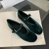 MQTIME  -  Autumn New Mary Jane Women Velvet Flat Shoes Shallow Soft Buckle Ladies Vintage Casual Shoes Classics Ballet Loafers Mujer
