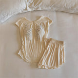 MQTIME  -   New Homewear Two-Piece Short-Sleeved Top Shorts Suit Pajamas Set Summer Comfortable Sleepwear Women Loungewear Pijama