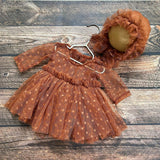 MQTIME  -  Baby Girl Clothing With Hat Long Sleeves Tulle Princess Girl Dress Mesh Polka Dot Set For Birthday Gift Photo Shoot