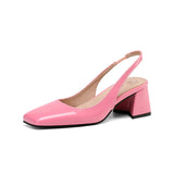 MQTIME  -  Square Toe Design Patent Leather Women Shoes Chunky Heels Summer Women's Pumps Slingbacks Candy Colors Sandals for Women WSH5310