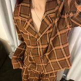 MQTIME  -  Light Luxury New Plaid Pajamas Women's Spring Autumn Winter Comfort High-end Student Dormitory Homewear Suit Comfort Temperament