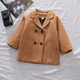 MQTIME  -  New Boys Jackets Autumn Children Fashion Woolen Overcoat Kids Girls Long Style Handsome Trench Coats Toddler Winter Clothing