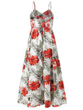 MQTIME  -  Women Bohemian Chiffon Dress Strapless Printing Maxi Dress Lace Hollow Out Beach Dress Floral Vestidos Sundress