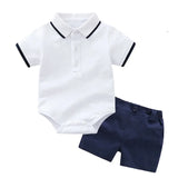 MQTIME  -  9 12 18 24 36M Boys Summer Daily Clothes Infant Short Sleeve Bodysuit with Pocket Shorts 2PCS Toddler Cotton Outfit Sets