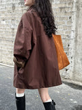 MQTIME  -  High-quality Oversized Stand-collar Trench Coat for Women, Lazy Style Minimalist Outerwear