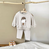 MQTIME  -  New Spring Baby Clothes Set Cute Infant Boys Cartoon Ice Cream Hoodie Suit Toddler Loose Outfit 2PCS