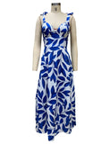 MQTIME  -  Summer Print Long Dress Women Clothing Lace Up Party Dresses Pattern Spaghetti Strap Ladies V-Neck Beach Sundress