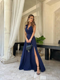 MQTIME  -  Summer Women Party Dress High Waist Cross V-neck Bowknot Strap X-long Evening Dress Female Side Split Elegant Lady Maxi Dresses