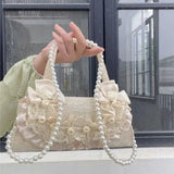 MQTIME  -   Fairycore Aesthetic Handbag Women Retro Harajuku Lolita Pearl Sweet Shoulder Bags Female Vintage Handle Handbags Ladies