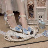 MQTIME  -  women's pumps and heels Lolita heels y2k accessories blue yellow bow elegant shoes for women wedding heel bridal shoes party