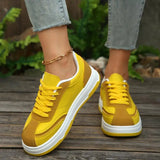  MQTIME  -  Fashion Mix Color Lace Up Flat Skate Shoes Women Autumn Round Toe Soft Thick Bottom Sneakers Comfort Non Slip Sports Shoes