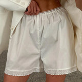 MQTIME  -  Summer New Lace Pure White Loose Shorts Femininity Casual Pants