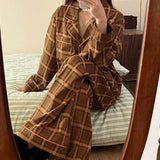 MQTIME  -  Light Luxury New Plaid Pajamas Women's Spring Autumn Winter Comfort High-end Student Dormitory Homewear Suit Comfort Temperament