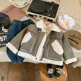 MQTIME  -  Fashion Boys Fleece Jackets Winter Korean Style Lamb Wool Thick Warm Coat Boys Girls Cotton Outerwear Overcoat