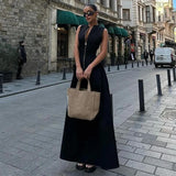 MQTIME  -  Zipper Long Dress Woman Pleated Sleeveless Bodycon Dress Summer Elegant Party Dresses For Women New Midi Dresses