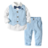 MQTIME  -  Autumn Spring Toddler Boy Clothes Kids Boys Wedding Suits Striped Vest + White Shirt + Pants Boy Outfits Children Outerwear