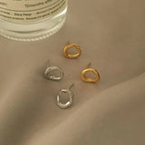 Mqtime Classic Simple Irregular Ellipse Little Stud Earrings for Women Cute Temperament Stainless Steel Korea Fashion Jewelry Accessory