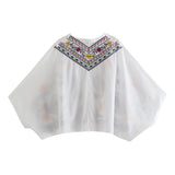 MQTIME  -  European And American Style Autumn New Women Clothing V-neck Loose Retro Heavy Embroidery Bat Shirt Top Skirt Street Style Suit