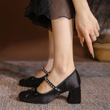 MQTIME  -  Sweet Style Women's Mary Jane Shoes Exquisite Rhinestone High Heels for Woman Fashion Casual Shoes Designer Shoes Zapatos Mujer