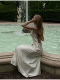 MQTIME  -  Swing Collar Temperament Dress Backless Pearl Chain Elegant Trendy Dresses Summer Women Vacation Evening Gown Bridesmaid