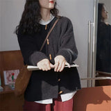 MQTIME  -  2025 Corner Button Sweater Cardigan Casual Loose Spring New Models with Knitted Sweater Jacket Women Clothing