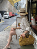 MQTIME  -  New Half-Moon Beach Straw Handbag Luxury Women's Straw Bucket Bag Purse Woven Straw Handbags Casual Tote Crossbody Bag Ins