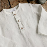  MQTIME  -  Casual Daily Cotton And Linen Children's Shirt Autumn New Retro Mori Buttons Long-Sleeved Shirts Boys And Girls Clothing